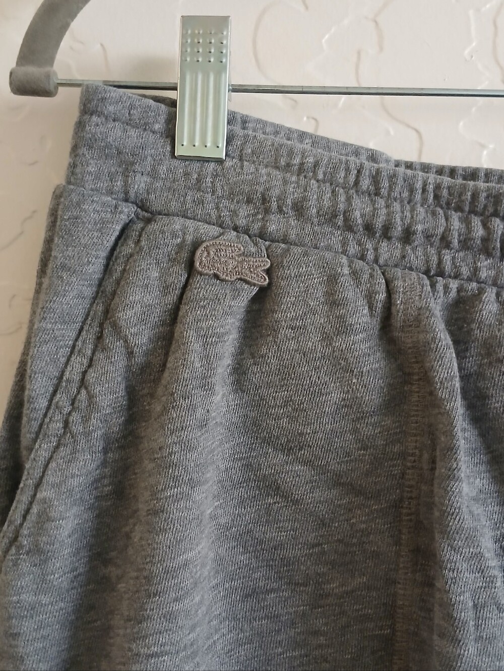 LACOSTE 100% Cotton Logo Ankle Joggers Women's L Gray Preppy Loungewear Flaw